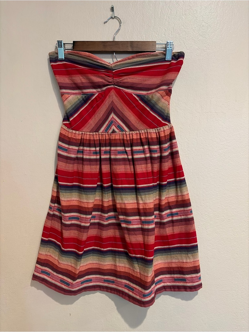 Y2K Roxy Strapless Southwestern Striped Mini Dress, Sweetheart Neckline, L